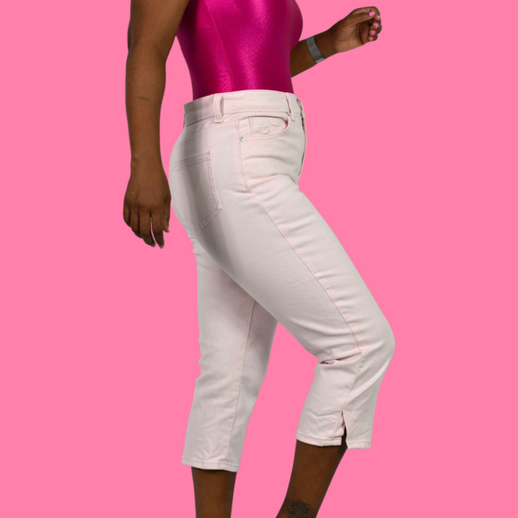 Gloria Vanderbilt Capri Jeans Pink Slim Skimmer Twill Pants Straight High Rise 4 - Picture 3 of 13